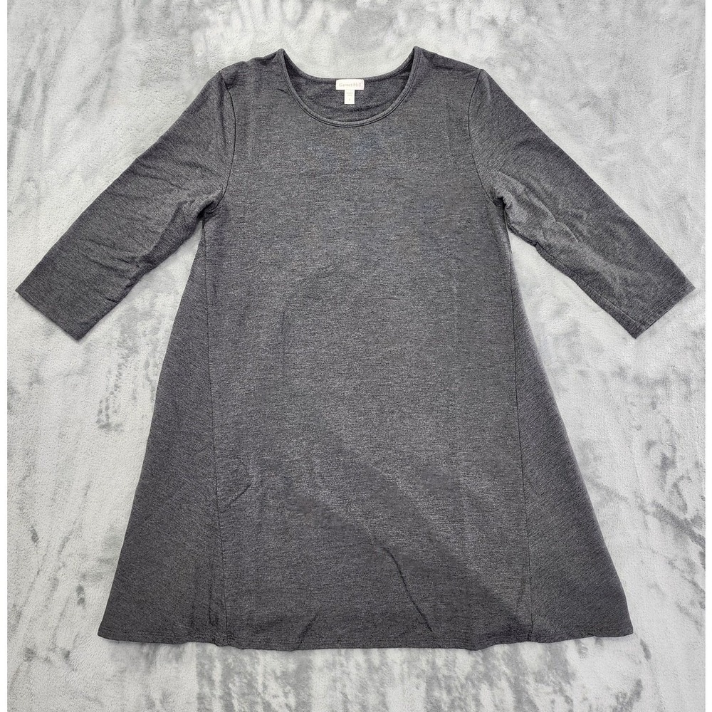 Garnet Hill Top Womens S Gray‎ French Terry A-Line Seamed Tunic Tencel Stretch